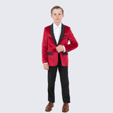 Boy's Red Velvet Tuxedo Jacket for Kids Teen Children - Wedding