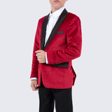 Boy's Red Velvet Tuxedo Jacket for Kids Teen Children - Wedding