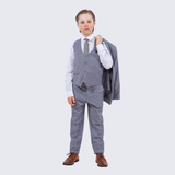 Boy's Mid Gray Slim Fit Suit by Stacy Adams for Kids Teen Children - Wedding