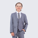 Boy's Mid Gray Slim Fit Suit by Stacy Adams for Kids Teen Children - Wedding