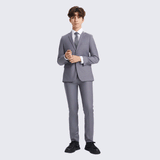 Boy's Gray Slim Fit Suit by Stacy Adams for Kids Teen Children - Wedding