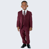 Boy's Burgundy Slim Fit Suit by Stacy Adams for Kids Teen Children - Wedding