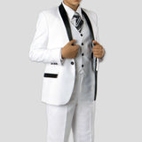 Boys Tuxedo White with Black Lapel 5-Piece Set for Kids Teen Children - Wedding