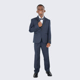 Boys Navy Blue Pattern Tuxedo 5 -Piece Set for Kids Teen Children - Wedding