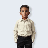 Boys Tan Dress Shirt Slim Fit