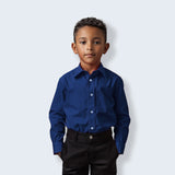 Boys Navy Blue Dress Shirt Slim Fit