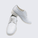 Boys White Round Toe Patent Leather Tuxedo Shoes for Toddler Children Kids