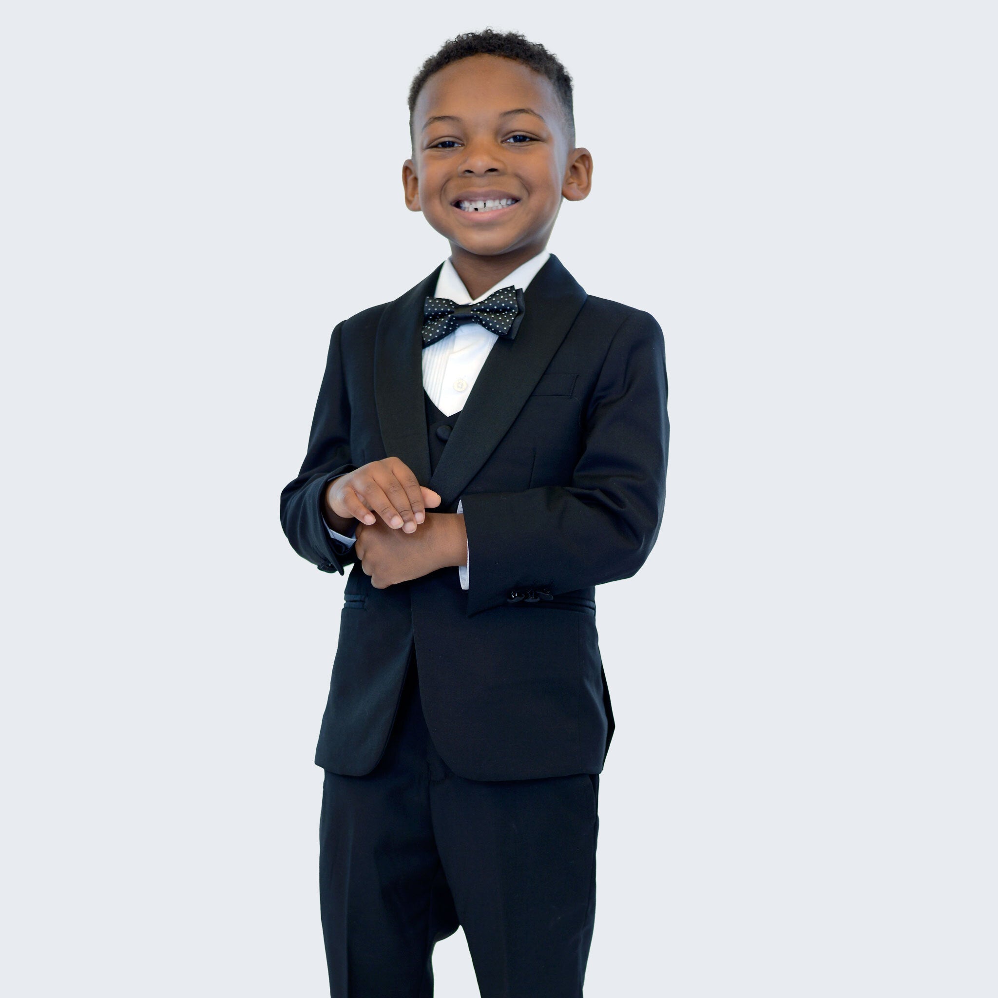childrens black dress shirt Boy's Black Slim Fit Tuxedo by Stacy Adams for Kids Teen Children - Wedding