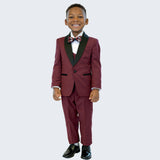 Boy's Burgundy Slim Fit Tuxedo by Stacy Adams for Kids Teen Children - Wedding