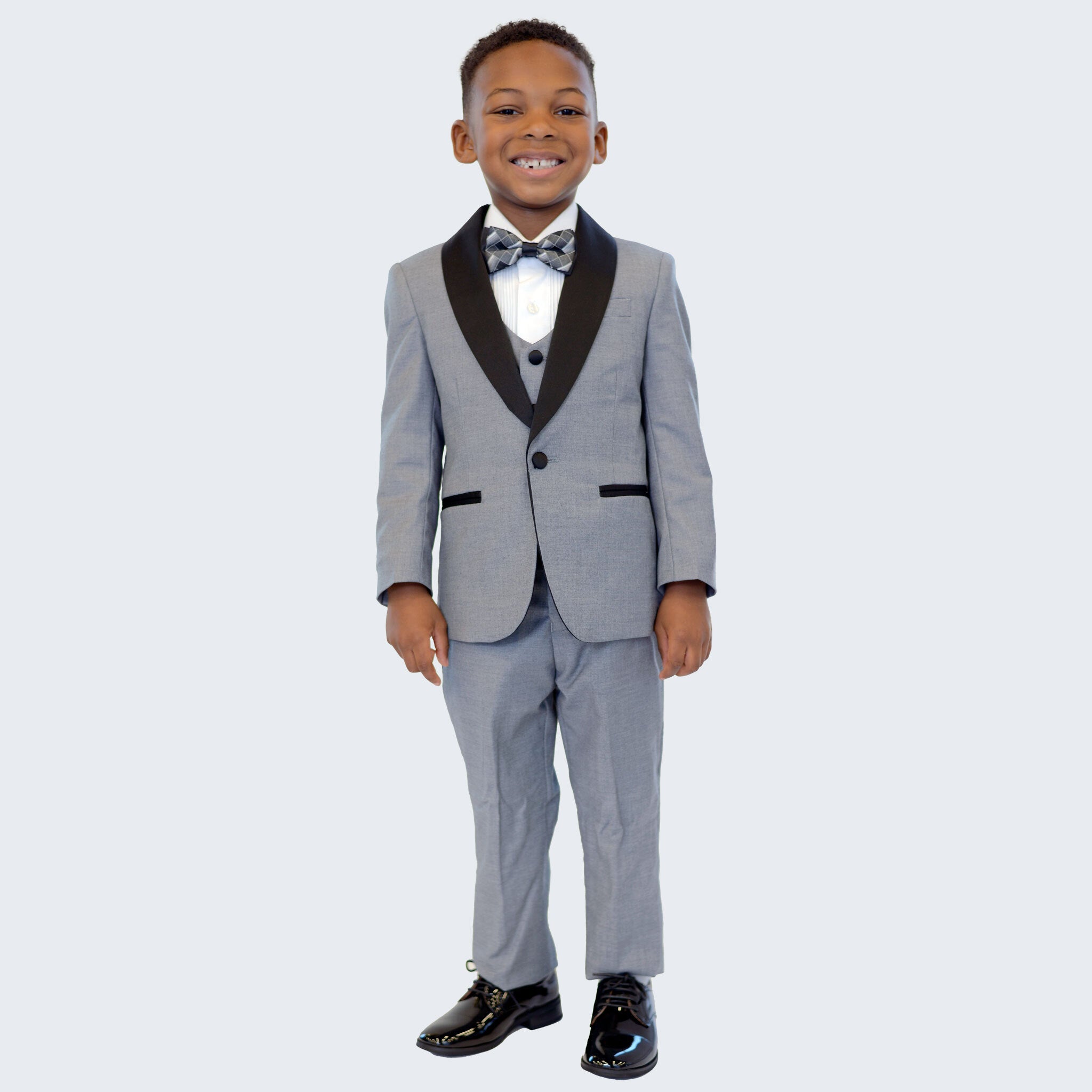 Boys Formal Suit Set - 4 Piece Wedding Tuxedo With Vest, Pants, Shirt & Tie